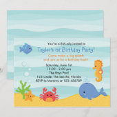 Invitation Sous L'Invitation D'Anniversaire De La Mer (Garçon (Devant / Derrière)