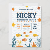 Invitation Sous l'Invitation d'anniversaire de la mer, Ocean  (Devant)