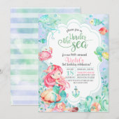 Invitation Sous l'invitation d'anniversaire de la sirène de m (Devant / Derrière)