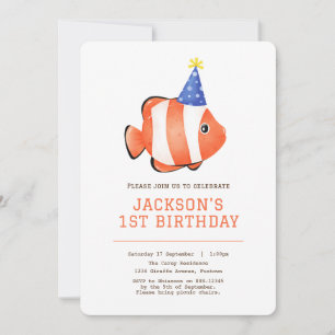 Invitation Sous l'invitation d'anniversaire de poisson clown 