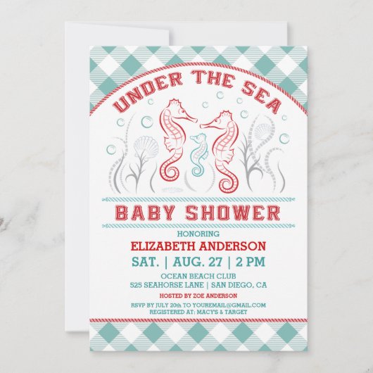 Invitation Sous l'invitation de baby shower de mer (Devant)
