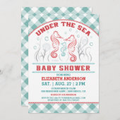 Invitation Sous l'invitation de baby shower de mer (Devant / Derrière)