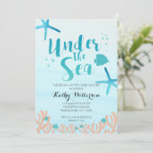 Invitation Sous l'invitation de baby shower de mer (Debout devant)