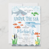 Invitation Sous l'invitation de fête d'anniversaire d'animal (Devant)