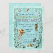 Invitation Sous l'invitation de fête d'anniversaire de mer - (Devant / Derrière)