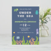 Invitation Sous l'invitation de fête d'anniversaire de mer (Debout devant)
