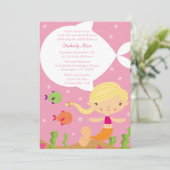 Invitation Sous l'invitation de fête d'anniversaire de sirène (Debout devant)