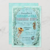 Invitation Sous l'invitation de la communion maritime - rose (Devant / Derrière)