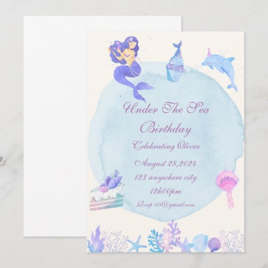 INVITATION SOUS L'INVITATION DE LA FÊTE D'ANNIVERSAIRE DE LA  (Devant / Derrière)