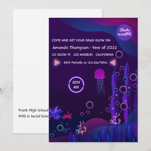 Invitation Sous l'invitation de la fête de graduation de la m (Devant / Derrière)