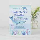 Invitation Sous l'invitation de l'anniversaire de enfant Sea (Debout devant)