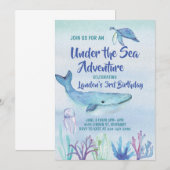 Invitation Sous l'invitation de l'anniversaire de enfant Sea (Devant / Derrière)
