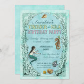 Invitation Sous l'invitation de partie de sirène de mer (Devant / Derrière)