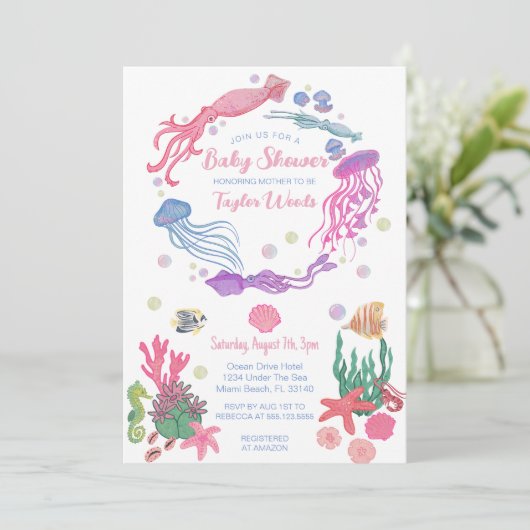 Invitation Sous l'invitation du Baby shower d'animaux de l'oc (Debout devant)