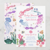 Invitation Sous l'invitation du Baby shower d'animaux de l'oc (Devant / Derrière)