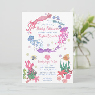 Invitation Sous l'invitation du Baby shower d'animaux de l'oc