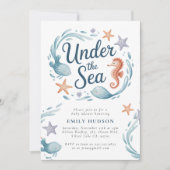 Invitation Sous l'invitation du Baby shower d'animaux de l'oc (Devant)