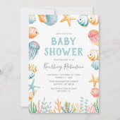 Invitation Sous l'invitation du Baby shower d'aquarelle de me (Devant)