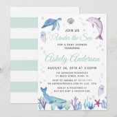 Invitation Sous l'invitation du Baby shower de l'océan Mer (Devant / Derrière)