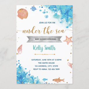 Invitation Sous l'invitation du baby shower de mer