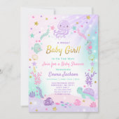 Invitation Sous l'invitation du Baby shower de mer rose & or (Devant)