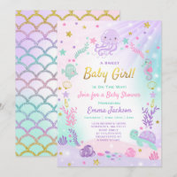 Sous l'invitation du Baby shower de mer rose & or