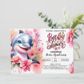 Invitation Sous l'invitation du Baby shower des dauphins de m (Debout devant)