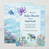 Invitation Sous l'invitation du Baby shower marin (Devant / Derrière)