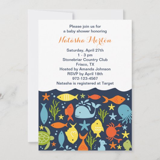 Invitation Sous l'invitation du Baby shower marin (Devant)