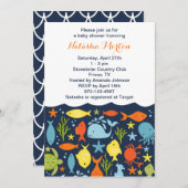 Invitation Sous l'invitation du Baby shower marin (Devant / Derrière)