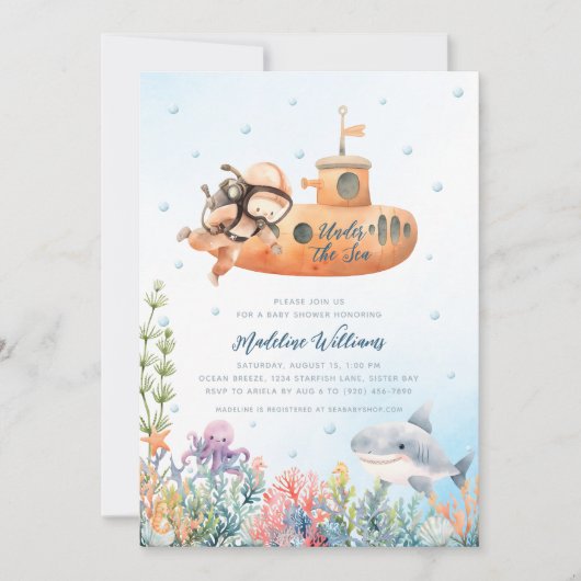 Invitation Sous l'invitation du Baby shower marin (Devant)