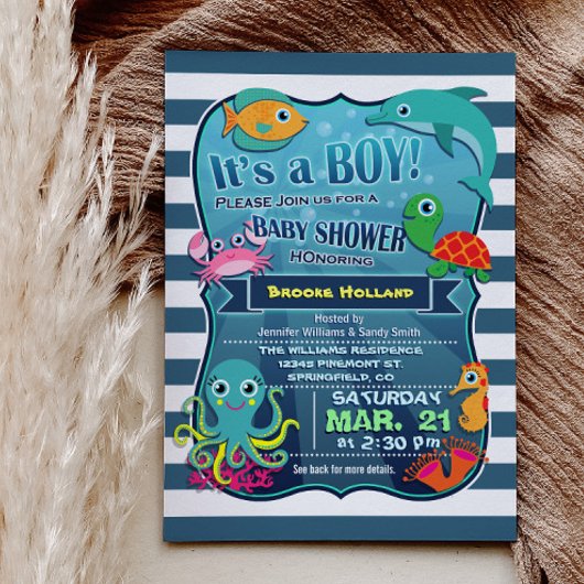 Invitation Sous l'invitation du Baby shower Sea Boy