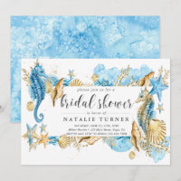 Sous l'invitation Sea Blue & Gold Bridal Shower
