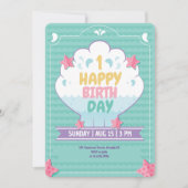 Invitation Sous l'invitation Sea Shell 1er anniversaire (Devant)