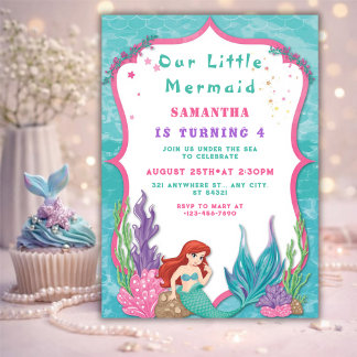 Invitation Sous l'océan | Anniversaire de la Petite Sirène