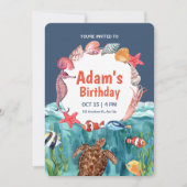 Invitation Sous l'Océan, Anniversaire des Animaux (Devant)