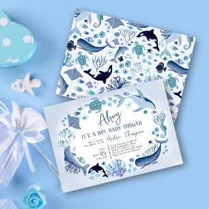 Invitation Sous l'océan bleu Ahoy C'est un garçon Baby Shower