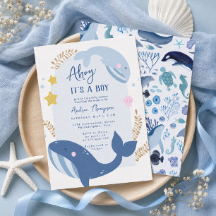 Invitation Sous l'océan Bleu Ohé C'est un garçon Baby Shower