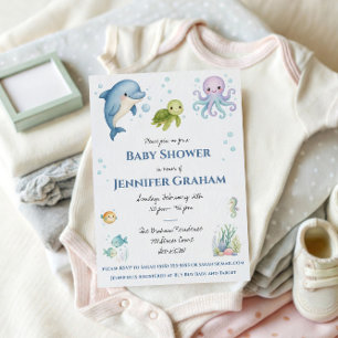 Invitation Sous l'océan, créatures marines Baby Shower