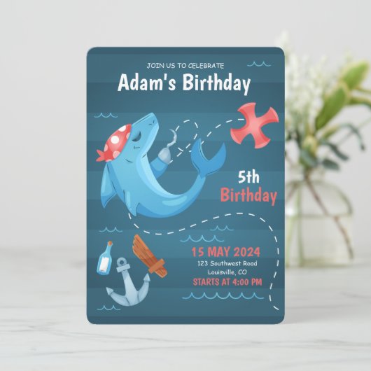 Invitation Sous l'océan Dauphin, Anniversaire de l'océan bleu (Debout devant)