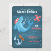 Invitation Sous l'océan Dauphin, Anniversaire de l'océan bleu (Devant)