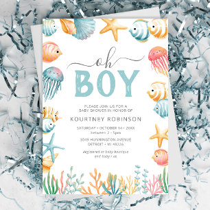 Invitation Sous l'océan Fête de bébé Oh Garçon