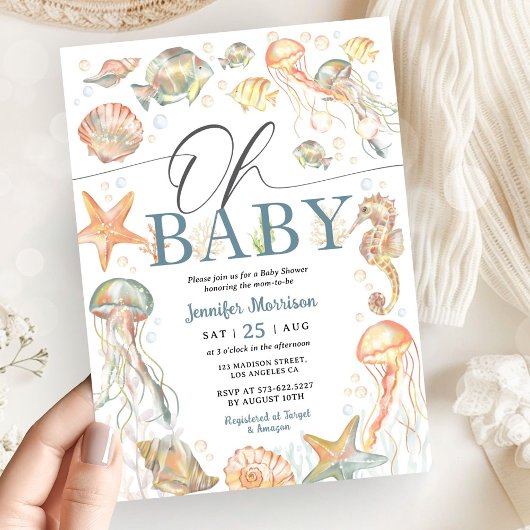 Invitation Sous l'océan Fête de bébé sous l'océan Mixte