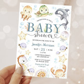 Invitation Sous l'océan Fête de bébé thème marin Gender Neutr