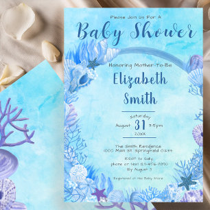Invitation Sous l'Océan Fête de Naissance de Petit Garçon Ble