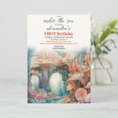 Invitation Sous l'océan marin Animaux 1er anniversaire (Debout devant)