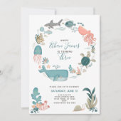 Invitation Sous l'Océan marin Animaux 3e anniversaire Script (Devant)