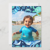 Invitation Sous l'océan Mer Animal bleu foncé Photo (Dos)