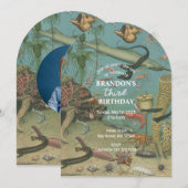 Invitation Sous l'océan Mer Animaux de mer rétro Anniversaire (Devant / Derrière)