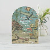 Invitation Sous l'océan Mer Animaux de mer rétro Anniversaire (Debout devant)
